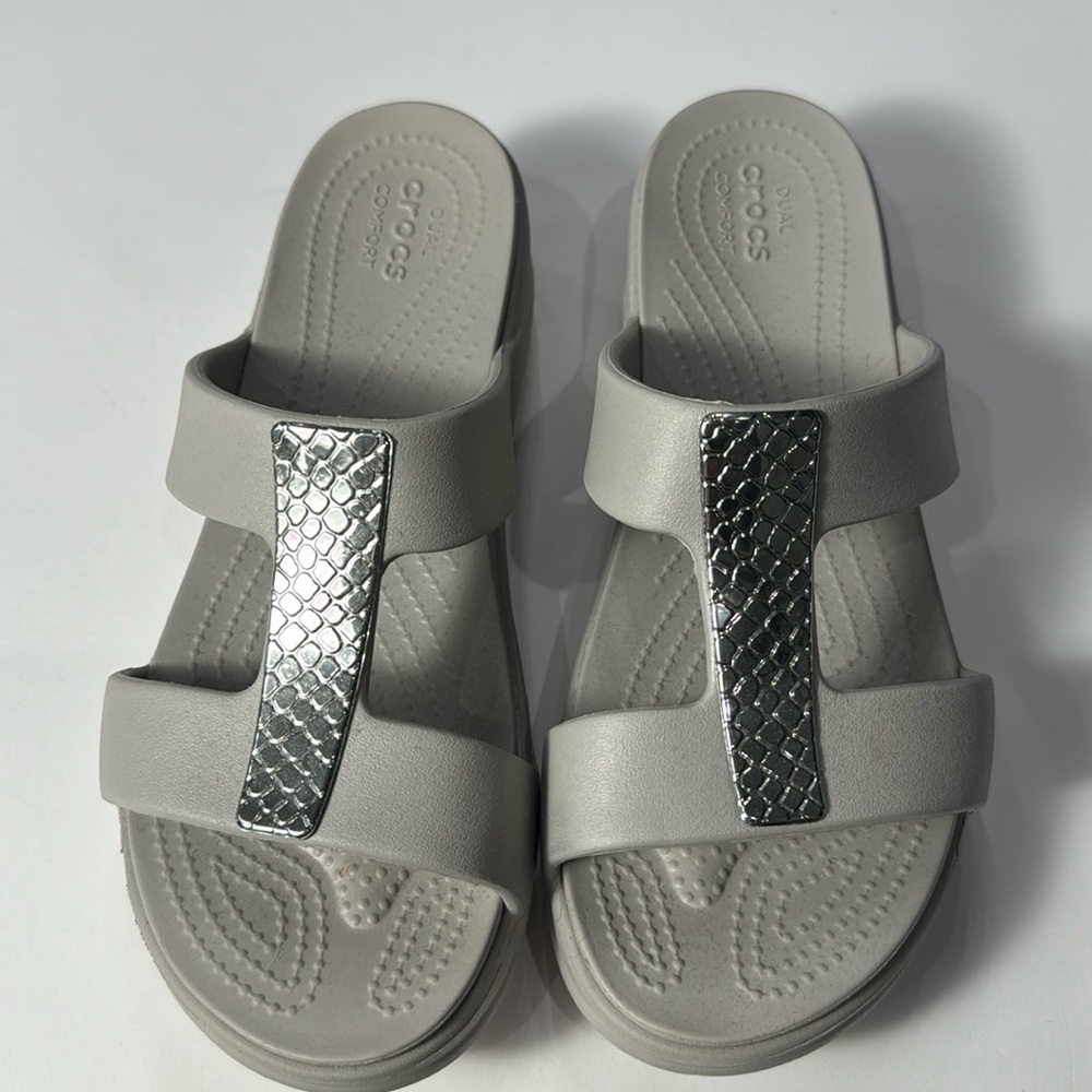 Crocs Monterey Metallic Wedge Open Toe Sandal Size 10